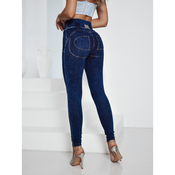 Legginsy modelujące / Double Push Up / DEEP BLUE / Wysoki stan / XS - S - M - L - XL